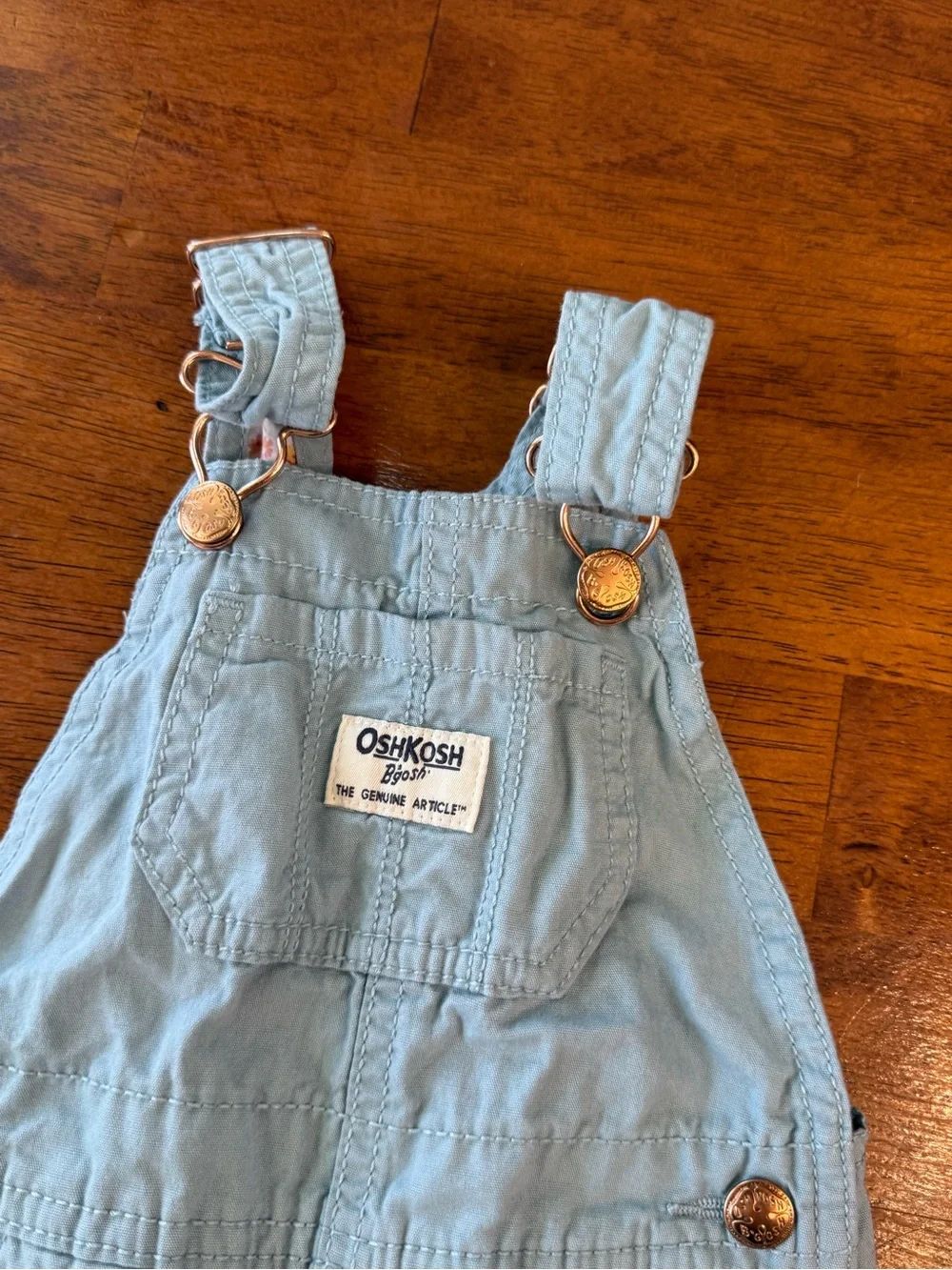 OshKosh B’gosh Baby Girl Blue Canvas Overalls Floral Lined Cuff size 18 months